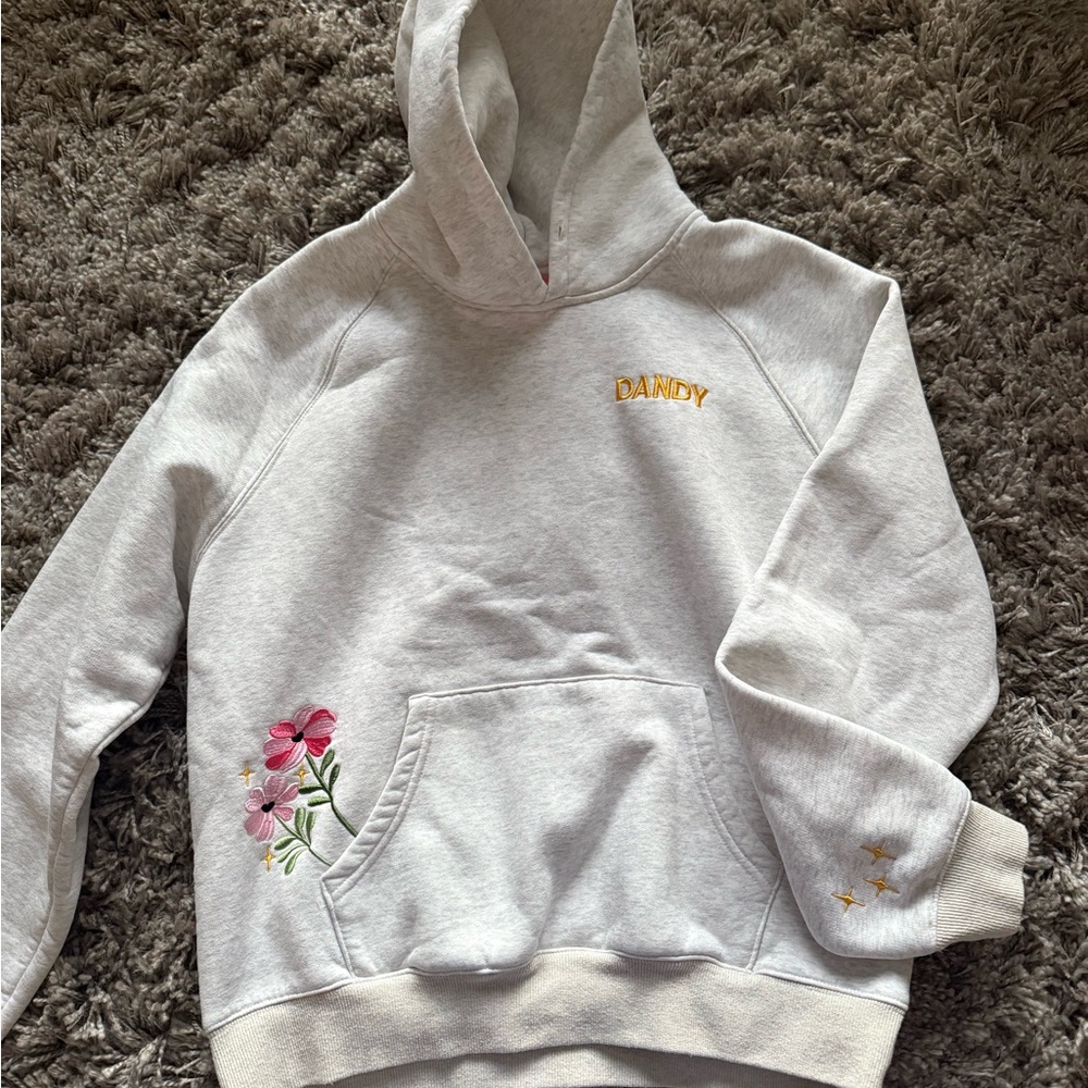 Women's Gray Hoodie with Pink Floral Design